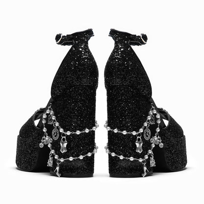 Frank N Furter Charm Heels - Black