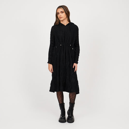 Bespoke Scintilla Black Utility Hooded Dress- One Size