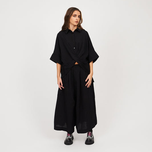 Bespoke Traverse Twist Front Shirt Dress- One Size
