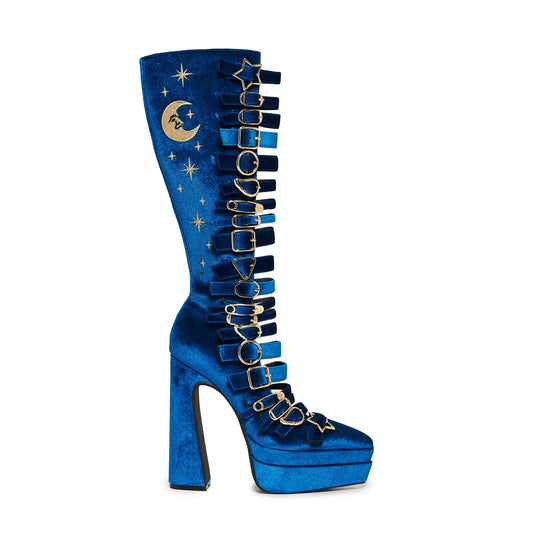 Cyberspace Celestial Long Boots - Blue