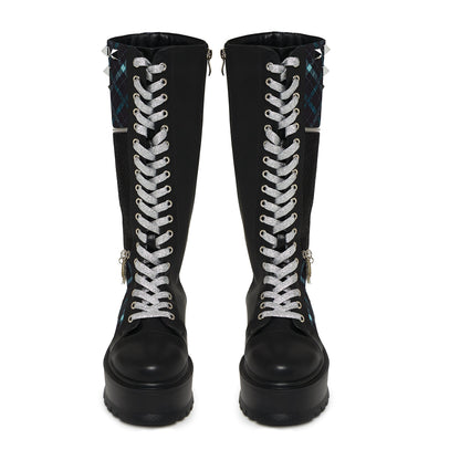 Frankie Stein Firecracker Long Platform Boots - Green