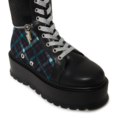 Frankie Stein Firecracker Long Platform Boots - Green