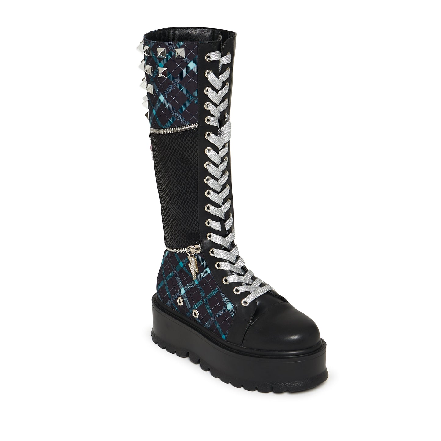 Frankie Stein Firecracker Long Platform Boots - Green