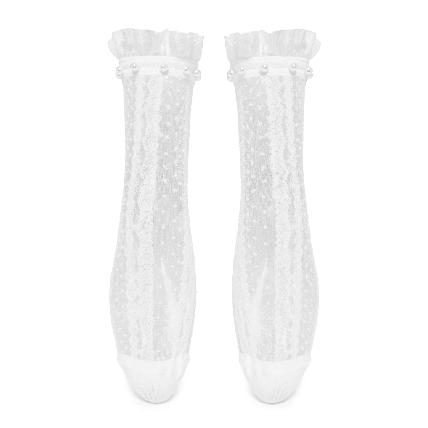 Flutterby Lace Pearl White Socks