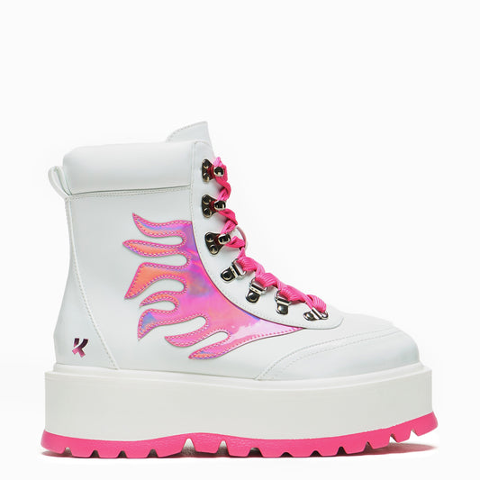 Kawaii Helios Hologram Flame Boots - Pink