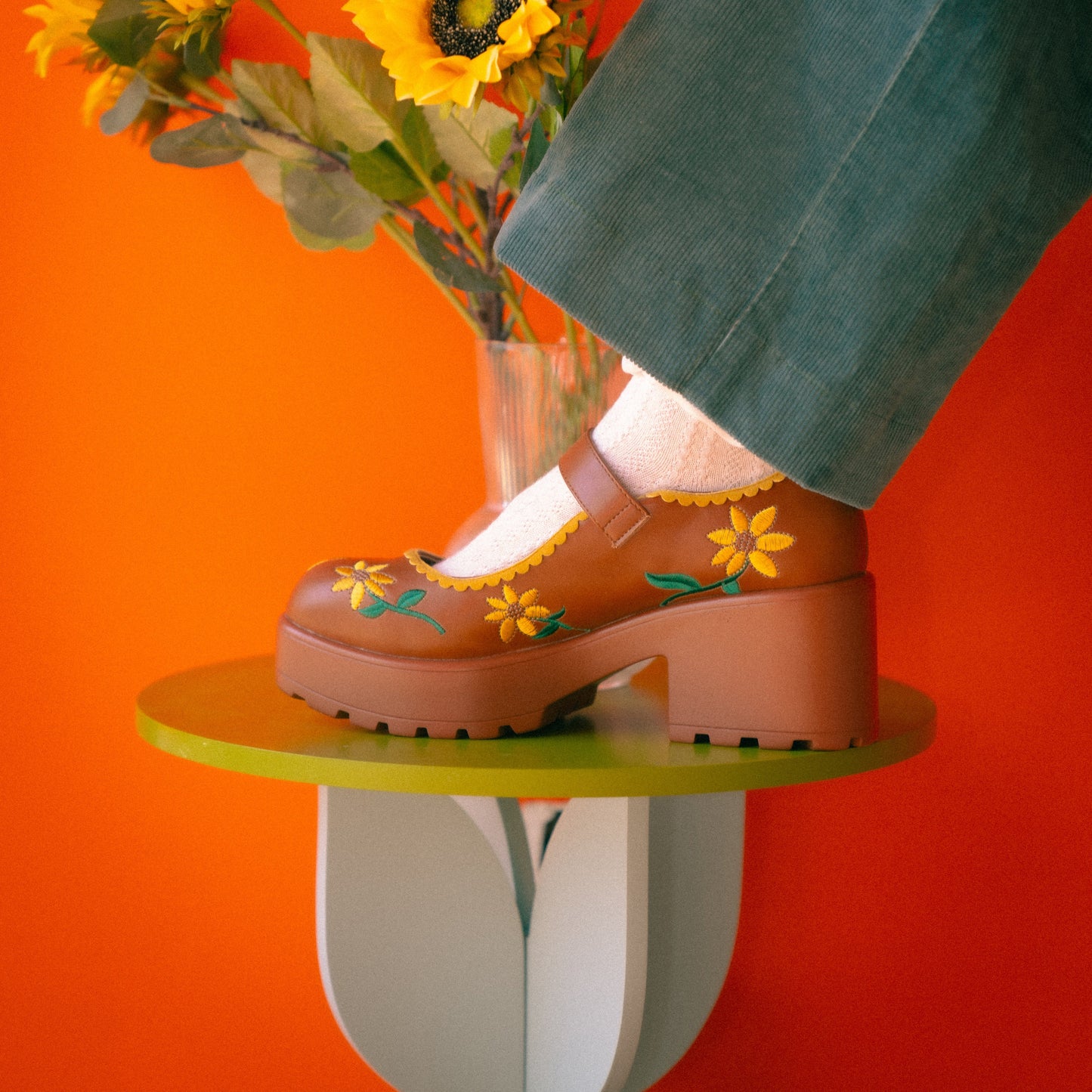 Tira Brown Mary Janes ‘Sunflower Edition'